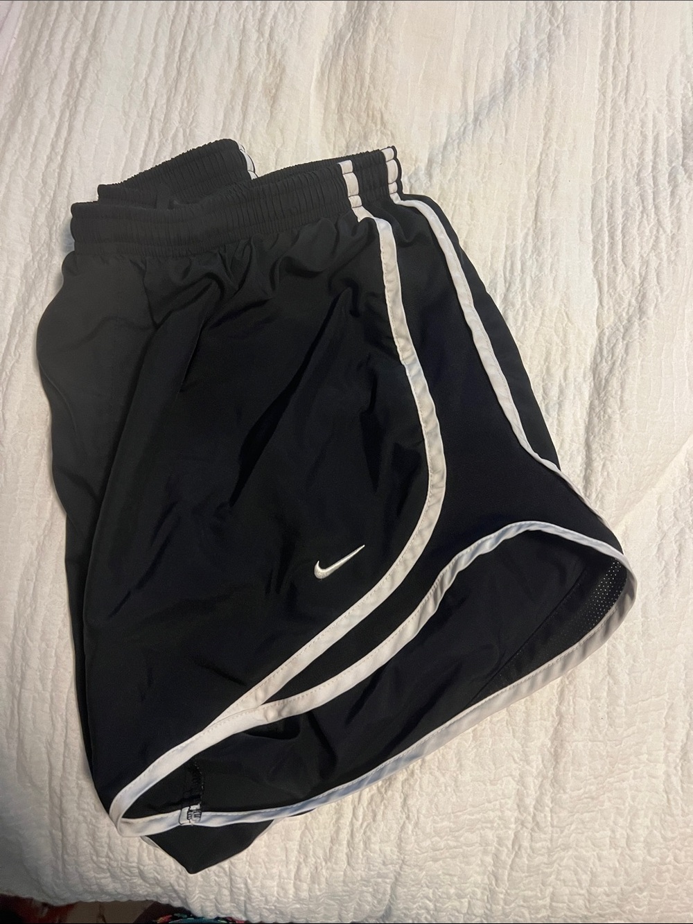 Nike women’s  Black Athletic Shorts with White Piping